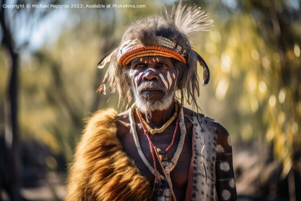 An Australian Aborigine in traditional robes created with genera Picture Board by Michael Piepgras
