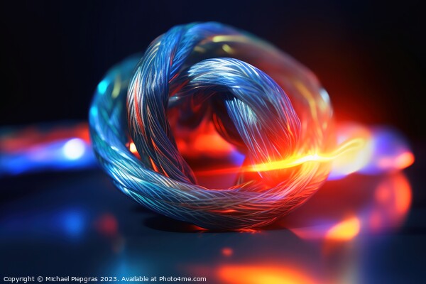 A big fiber optic cable emitting light created with generative A Picture Board by Michael Piepgras
