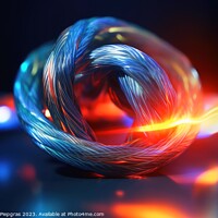 Buy canvas prints of A big fiber optic cable emitting light created with generative A by Michael Piepgras