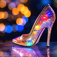 Buy canvas prints of A high heel made of glass bokeh lights background created with g by Michael Piepgras