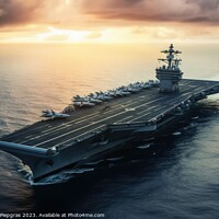 Buy canvas prints of A military aircraft carrier ship created with generative AI tech by Michael Piepgras