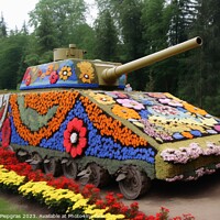 Buy canvas prints of A tank on which many colourful flowers grow created with generat by Michael Piepgras