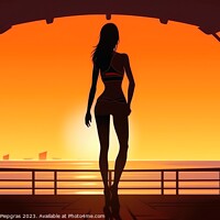 Buy canvas prints of Artwork of a sexy woman wearing a bikini at the beach during sun by Michael Piepgras