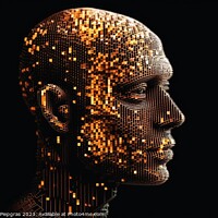 Buy canvas prints of Concept of a 3D human head made of pixels created with generativ by Michael Piepgras