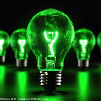 Buy canvas prints of Green energy concept lightbulb created with generative AI techno by Michael Piepgras