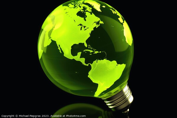 Green energy concept lightbulb created with generative AI techno Picture Board by Michael Piepgras