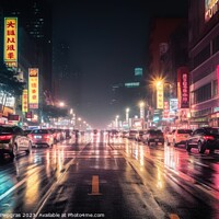 Buy canvas prints of Nightlife in the big city created with generative AI technology. by Michael Piepgras