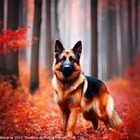 Buy canvas prints of Portrait of a cute german shepherd dog created with generative A by Michael Piepgras
