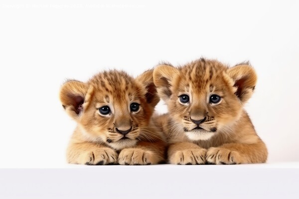 Two cute lion cubs on a white background created with generative Picture Board by Michael Piepgras