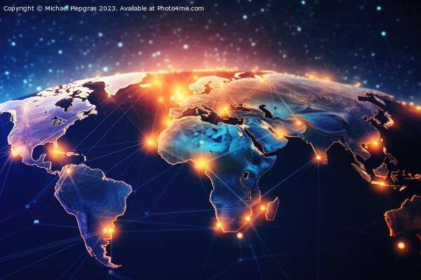 World map with network structures globalization concept created  Picture Board by Michael Piepgras
