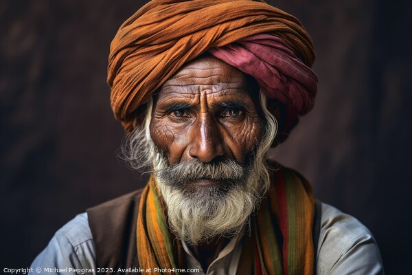 An old indian man portrait created with generative AI technology Picture Board by Michael Piepgras