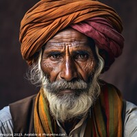 Buy canvas prints of An old indian man portrait created with generative AI technology by Michael Piepgras