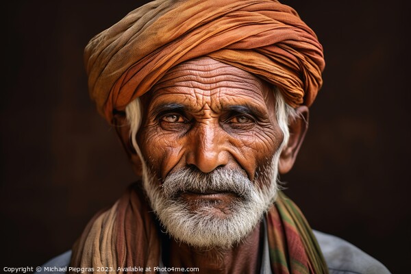 An old indian man portrait created with generative AI technology Picture Board by Michael Piepgras