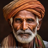 Buy canvas prints of An old indian man portrait created with generative AI technology by Michael Piepgras