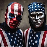 Buy canvas prints of People with a usa flag outfit and face paint created with genera by Michael Piepgras