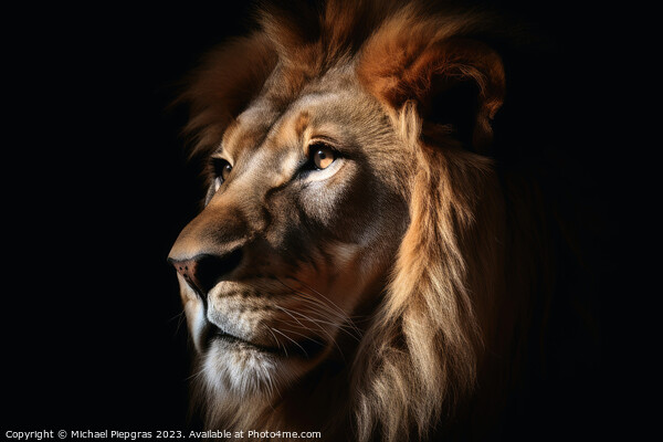 A closeup of a male Lion on a black background created with gene Canvas Print by Michael Piepgras