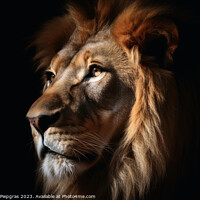 Buy canvas prints of A closeup of a male Lion on a black background created with gene by Michael Piepgras