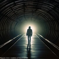 Buy canvas prints of Back view of a lonely person in a tunnel  created with generativ by Michael Piepgras