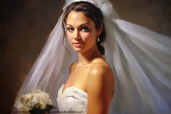 Oilpaint portrait of a bride created with generative AI technolo Picture Board by Michael Piepgras