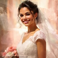 Buy canvas prints of Oilpaint portrait of a bride created with generative AI technolo by Michael Piepgras
