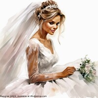 Buy canvas prints of Watercolor portrait of a bride on white created with generative  by Michael Piepgras