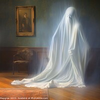 Buy canvas prints of A ghost in an old room created with generative AI technology. by Michael Piepgras