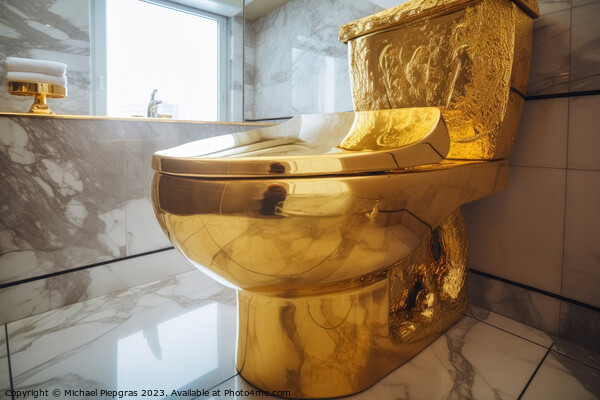 A luxurious toilet made of pure gold created with generative AI  Picture Board by Michael Piepgras