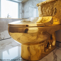 Buy canvas prints of A luxurious toilet made of pure gold created with generative AI  by Michael Piepgras