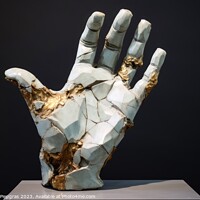 Buy canvas prints of A sculpture of a broken human hand created with generative AI te by Michael Piepgras