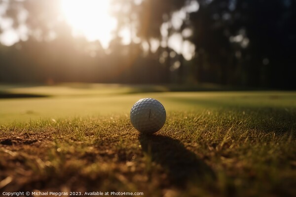 Close-up of a golf ball on the green created with generative AI  Picture Board by Michael Piepgras