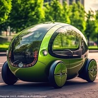 Buy canvas prints of Futuristic electric car in a green city created with generative  by Michael Piepgras