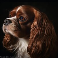 Buy canvas prints of Portrait of a cute cavalier King charles spaniel dog created wit by Michael Piepgras