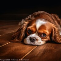 Buy canvas prints of Portrait of a cute cavalier King charles spaniel dog created wit by Michael Piepgras