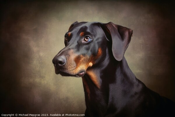 Portrait of a cute doberman dog created with generative AI techn Picture Board by Michael Piepgras
