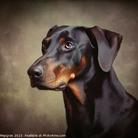 Buy canvas prints of Portrait of a cute doberman dog created with generative AI techn by Michael Piepgras