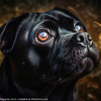 Buy canvas prints of Portrait of a cute pug dog created with generative AI technology by Michael Piepgras