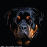 Buy canvas prints of Portrait of a cute Rottweiler dog created with generative AI tec by Michael Piepgras