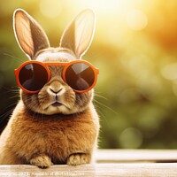 Buy canvas prints of Rabbit with sunglasses created with generative AI technology. by Michael Piepgras