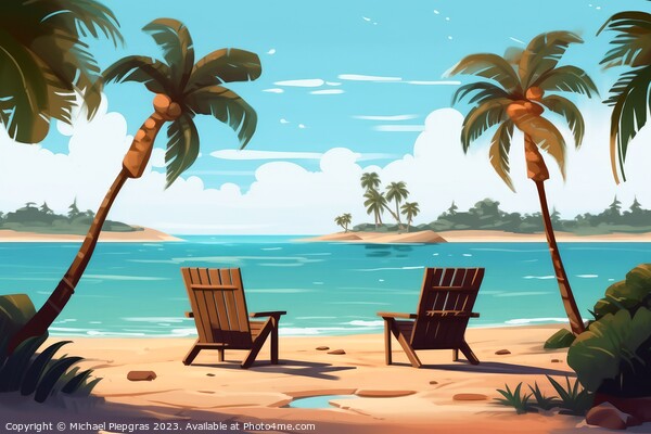 Relaxing at a tropical beach created with generative AI technolo Picture Board by Michael Piepgras