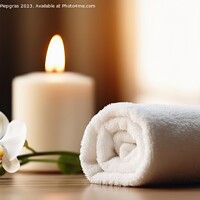 Buy canvas prints of Spa towel and candle concept created with generative AI technolo by Michael Piepgras