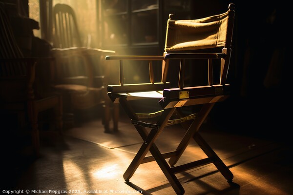 The Chair of a filming director in a ray of light created with g Picture Board by Michael Piepgras