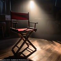 Buy canvas prints of The Chair of a filming director in a ray of light created with g by Michael Piepgras