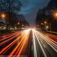 Buy canvas prints of Traces of light in traffic created with generative AI technology by Michael Piepgras