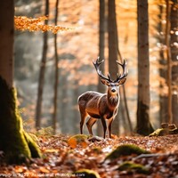 Buy canvas prints of Wild deer in a forest created with generative AI technology. by Michael Piepgras