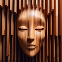 Buy canvas prints of Wooden womans face sculpture created with generative AI technolo by Michael Piepgras
