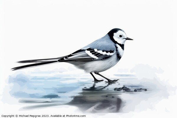 Watercolor wagtail on a white background created with generative Picture Board by Michael Piepgras