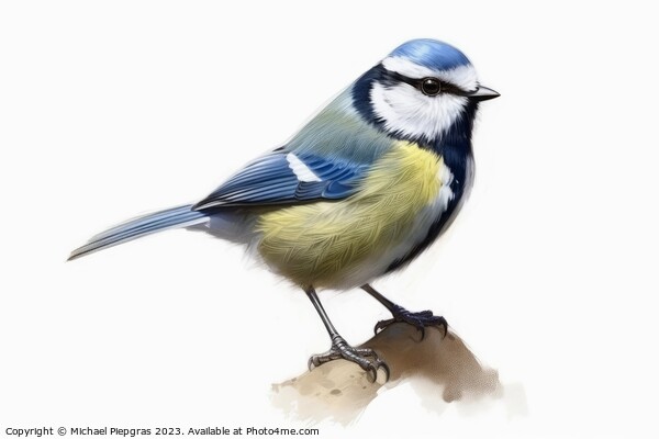 Watercolor blue tit on a white background created with generativ Picture Board by Michael Piepgras