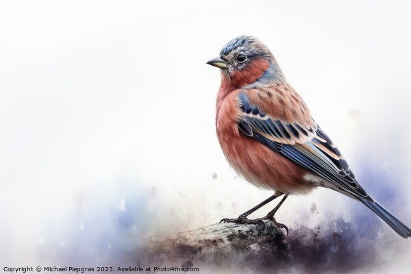 Watercolor linnet on a white background created with generative  Picture Board by Michael Piepgras