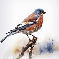 Buy canvas prints of Watercolor linnet on a white background created with generative  by Michael Piepgras