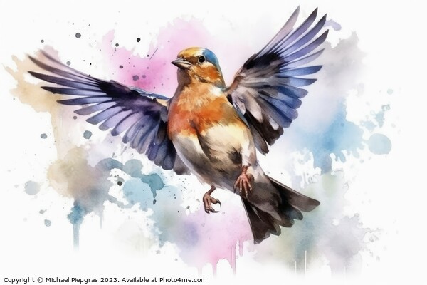 Watercolor chaffinch on a white background created with generati Picture Board by Michael Piepgras